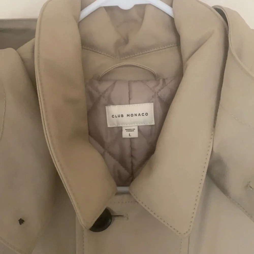 Club Monaco mens trench coat chaqueta jacket with detachable hood in size Large